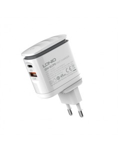 CARGADOR PARED DUAL USB CARGA RAPIDA 25W + LUZ NOCTURNA