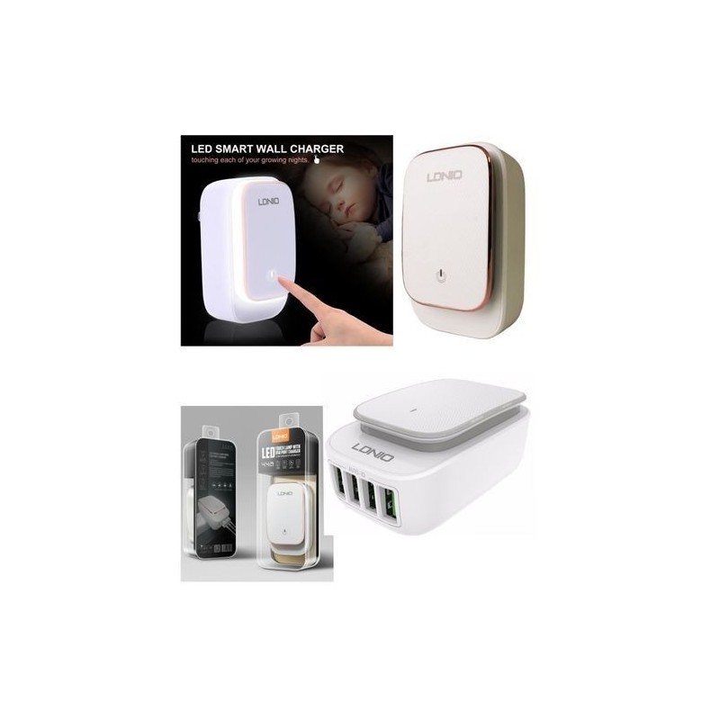 CARGADOR DE PARED QUAD USB CARGA RÁPIDA 22W CON...