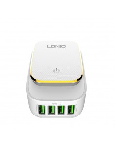 CARGADOR PARED QUAD USB CARGA RAPIDA 22W + LUZ NOCTURNA