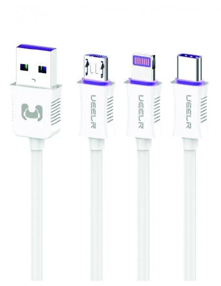 CABLE DE DATOS Y CARGA RÁPIDA DX108 6A – USB A TIPO-C O IPHONE (LIGHTNING)