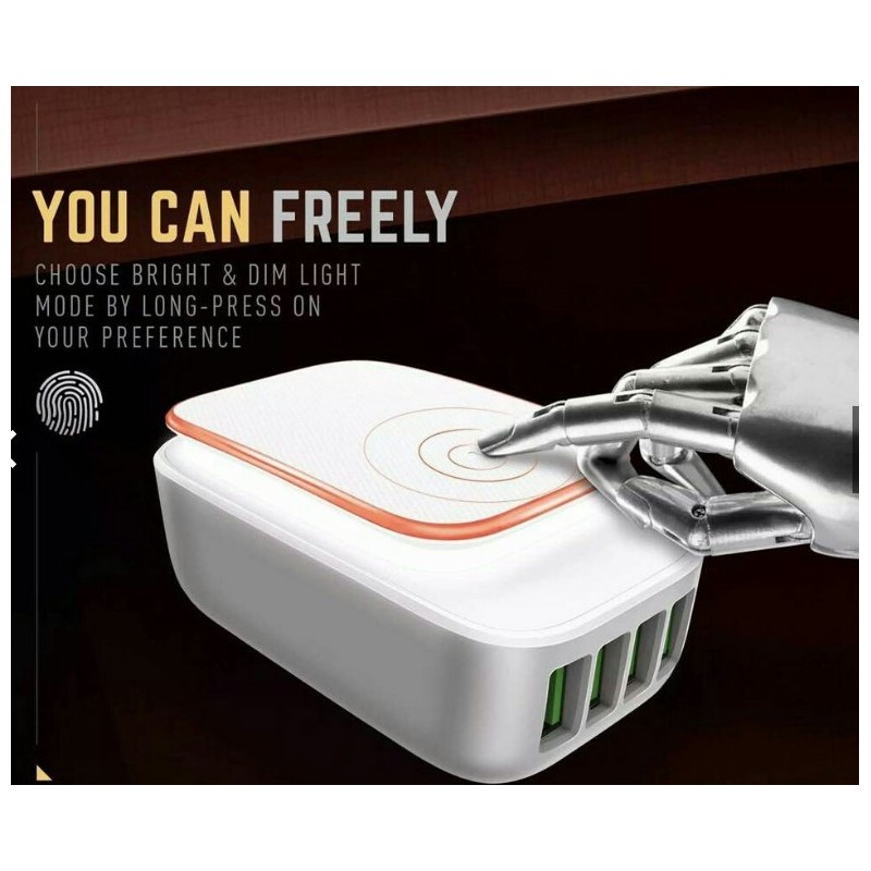 CARGADOR DE PARED QUAD USB CARGA RÁPIDA 22W CON...