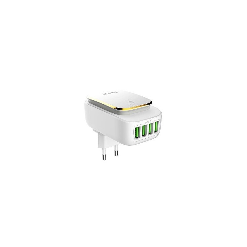CARGADOR DE PARED QUAD USB CARGA RÁPIDA 22W CON...