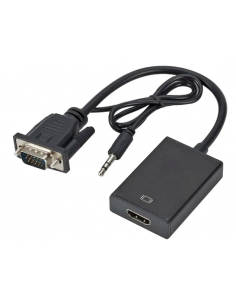 ADAPTADOR / CONVERTIDOR VGA MACHO A HDMI HEMBRA Y JACK 3.5
