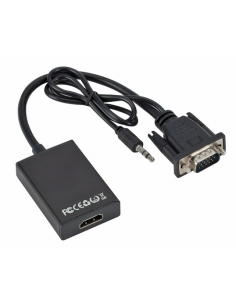ADAPTADOR / CONVERTIDOR VGA MACHO A HDMI HEMBRA Y JACK 3.5 2