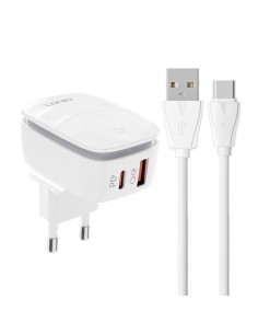 CARGADOR PARED DUAL USB CARGA RAPIDA 20W + LUZ NOCTURNA 2