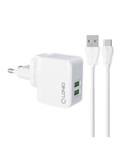 CARGADOR PARED DOBLE USB CARGA RAPIDA 12W 2