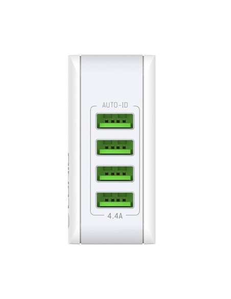 CARGADOR PARED QUAD USB CARGA RAPIDA 22W + AUTO ID