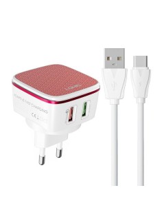 CARGADOR PARED DUAL USB CARGA RAPIDA 30W 2