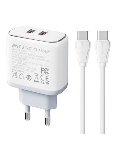 CARGADOR PARED DUAL USB-C CARGA RAPIDA 35W 2