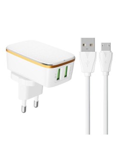 CARGADOR PARED DUAL USB CARGA RAPIDA 12W 2