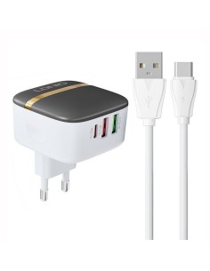 CARGADOR PARED TRIPLE USB CARGA RAPIDA 32W 2