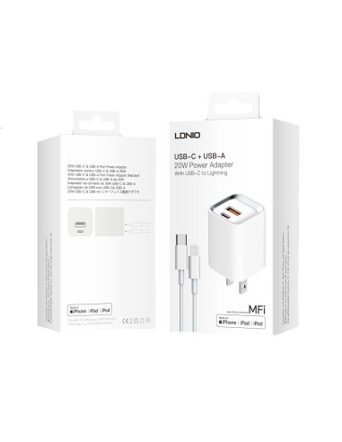 CARGADOR PARED DUAL USB CARGA RAPIDA 20W