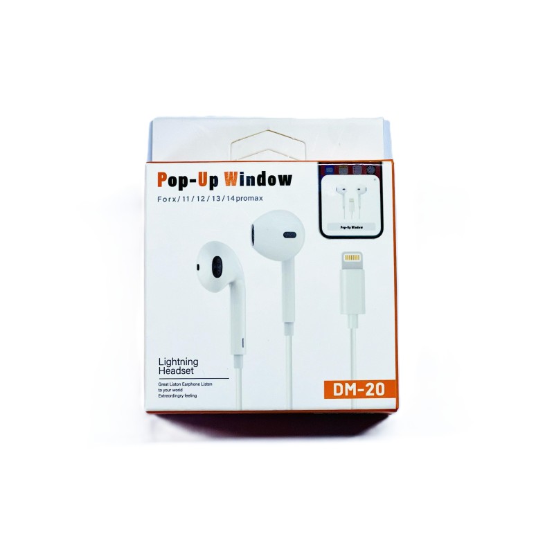 AUDÍFONOS LIGHTNING DM-20 CON VENTANA EMERGENTE...