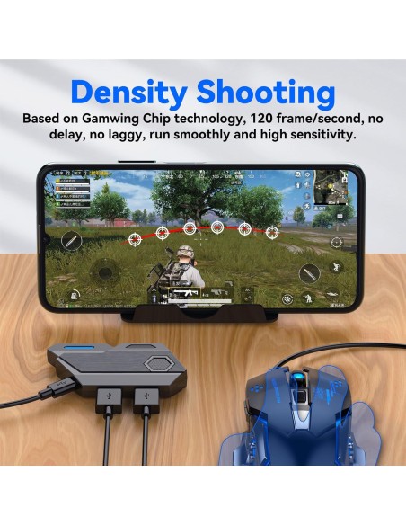 KIT GAMER 5 EN 1 HOCO GM10 PARA CELULAR - TECLADO, MOUSE, CONVERTIDOR Y SOPORTE DERMAN