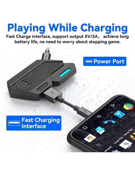 KIT GAMER 5 EN 1 HOCO GM10 PARA CELULAR - TECLADO, MOUSE, CONVERTIDOR Y SOPORTE DERMAN