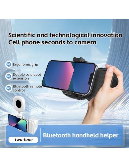 MANIJA DE AGARRE ERGONÓMICO PARA SMARTPHONE CON OBTURADOR BLUETOOTH - GRIP FOTOGRÁFICO DERMAN