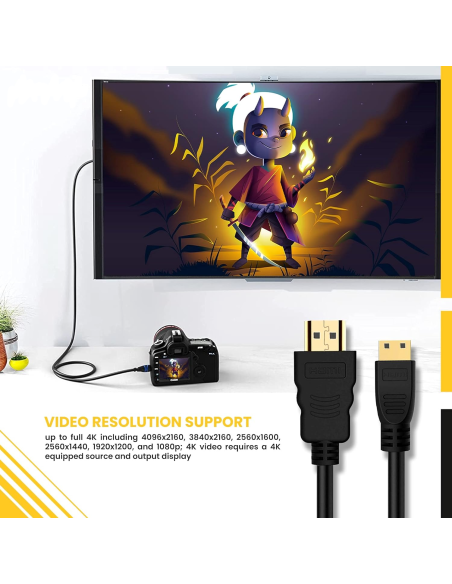 CABLE DE VIDEO HDMI 1080P A MINI HDMI 1.5M