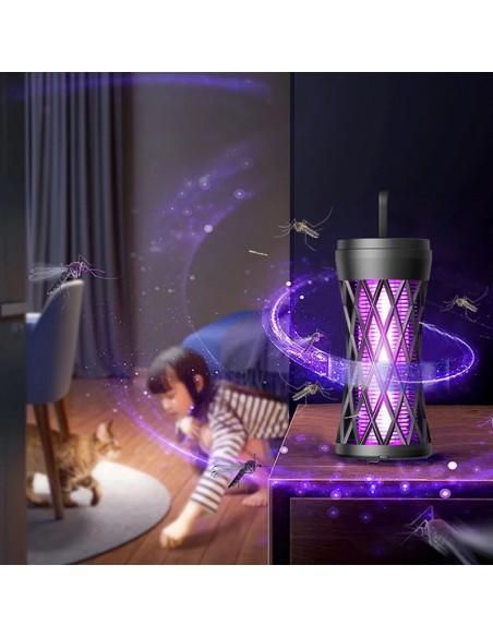 LÁMPARA ANTIMOSQUITOS POTENTE 360° CON LUZ UV - TRAMPA ELÉCTRICA PORTÁTIL PARA INSECTOS DERMAN