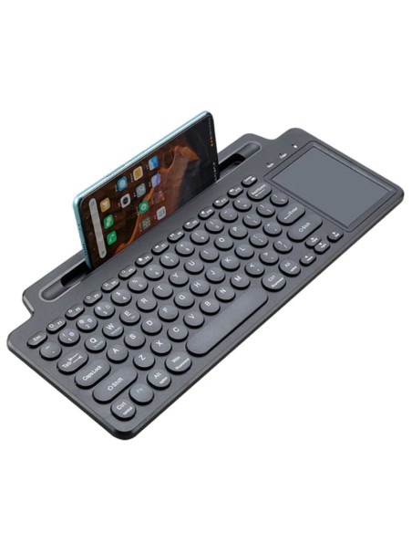 TECLADO INALÁMBRICO BLUETOOTH ULTRAFINO - CON PANEL TÁCTIL Y SOPORTE DERMAN