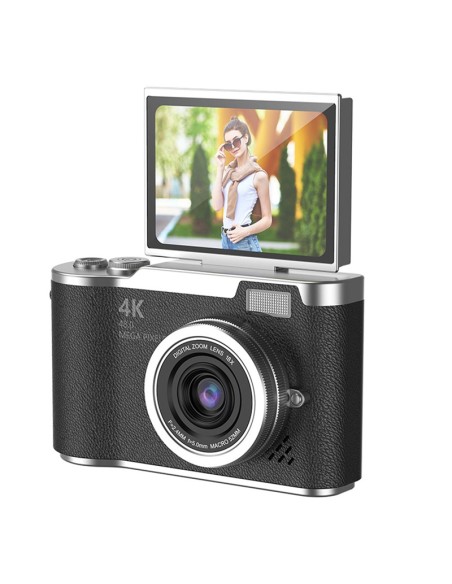 CÁMARA FOTOGRÁFICA 4K LK-007 - VLOGGING CON PANTALLA ABATIBLE 180° Y 48MP DERMAN