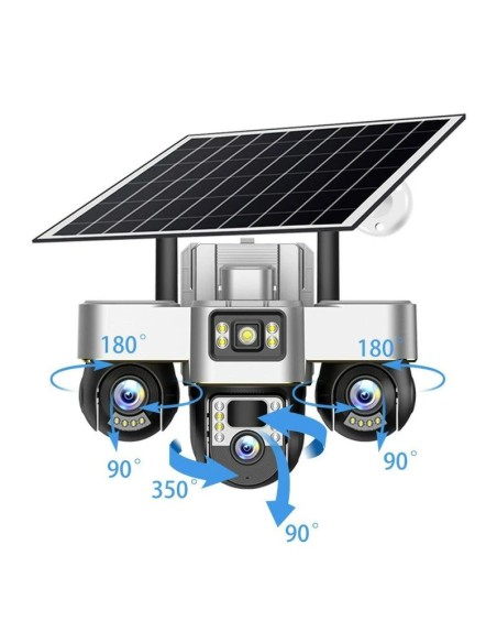 CÁMARA DE SEGURIDAD V380 PRO SOLAR TRIPLE LENTE - VIGILANCIA 4K WIFI EXTERIOR DERMAN