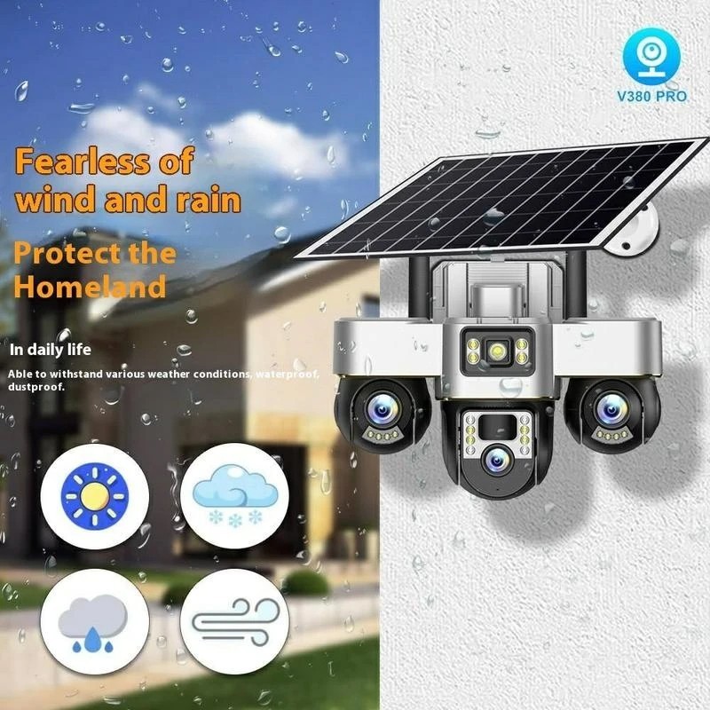 CÁMARA DE SEGURIDAD V380 PRO SOLAR TRIPLE LENTE...