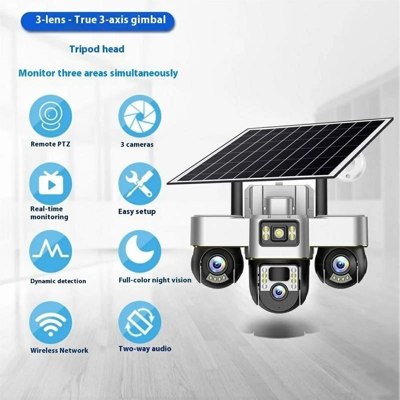 CÁMARA DE SEGURIDAD V380 PRO SOLAR TRIPLE LENTE...