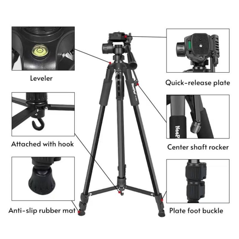 TRÍPODE PROFESIONAL NEEPHO 8840 – TELESCÓPICO,...