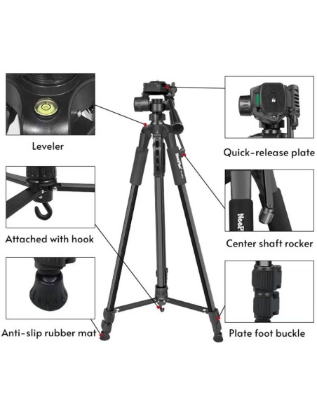 TRÍPODE PROFESIONAL NEEPHO 8840 – TELESCÓPICO, RESISTENTE Y VERSÁTIL