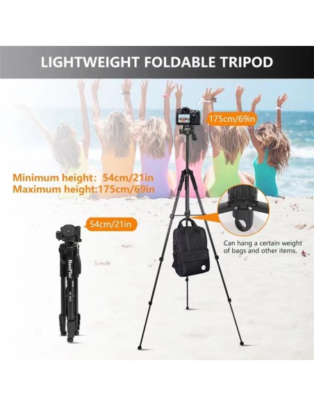 TRÍPODE PROFESIONAL NEEPHO 8850 – CABEZAL DE 4 VÍAS, TELESCÓPICO Y VERSÁTIL