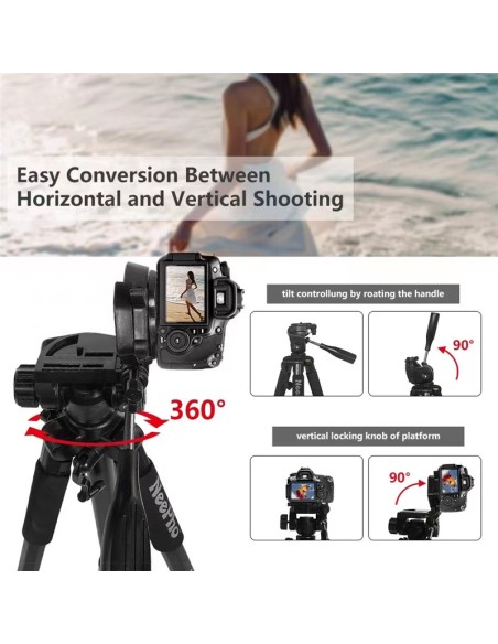 TRÍPODE PROFESIONAL NEEPHO 8850 – CABEZAL DE 4 VÍAS, TELESCÓPICO Y VERSÁTIL