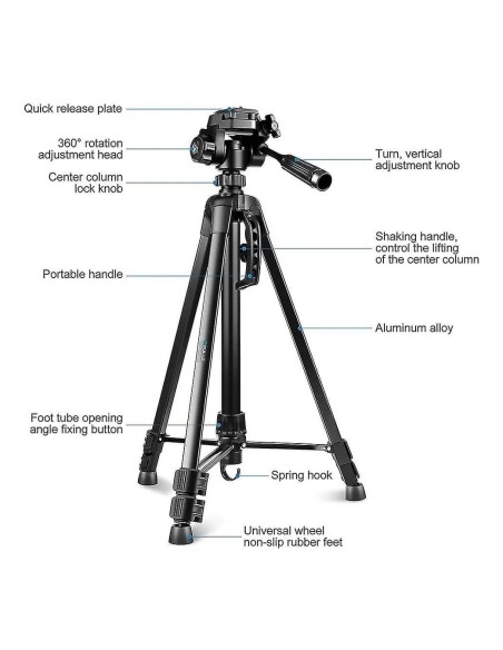 TRÍPODE PROFESIONAL NEEPHO NP-680 – ESTABILIDAD, PRECISIÓN Y ACCESORIOS INCLUIDOS