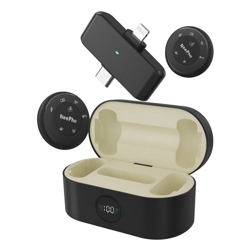 MICRÓFONO INALÁMBRICO NEEPHO NP-57 DOBLE SOLAPA...