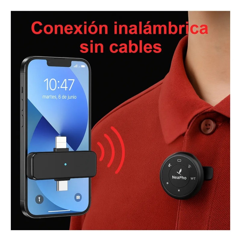 MICRÓFONO INALÁMBRICO NEEPHO NP-57 DOBLE SOLAPA...