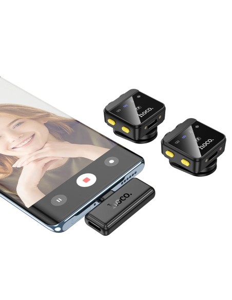 MICROFONO INALAMBRICO DE SOLAPA CON ESTUCHE DE CARGA HOCO L17