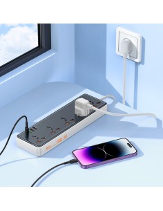 ALARGADOR MULTIPUERTO 30W HOCO AC14A 5 TOMAS + 4 USB -... 2