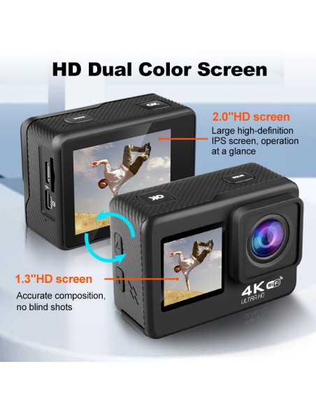 CÁMARA PORTÁTIL AUSEK AT-Q60AR 4K DOBLE PANTALLA WIFI - DERMAN