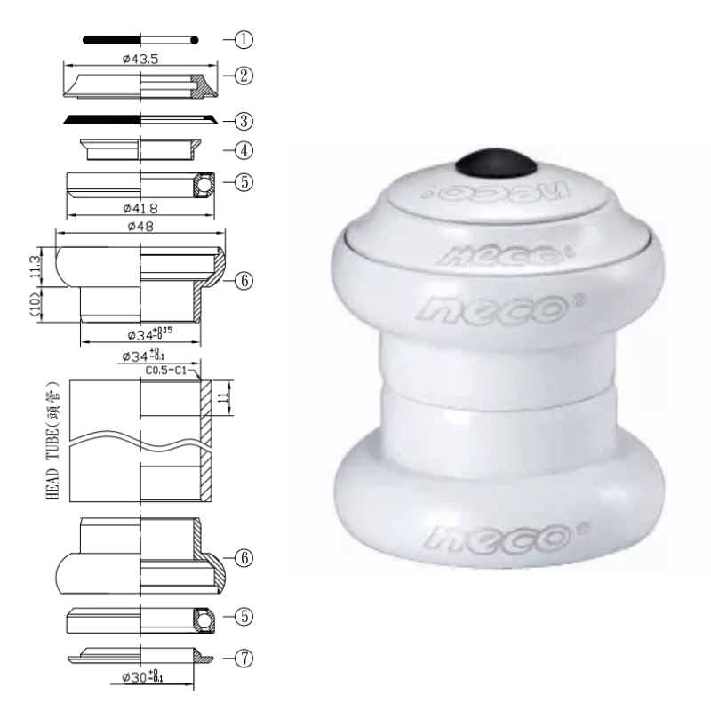 JUEGO DE DIRECCION NECO MOD.H282 A-HEAD 1-1/8"...