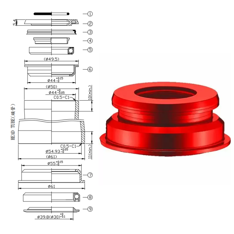 JUEGO DE DIRECCION NECO 44X55MM...