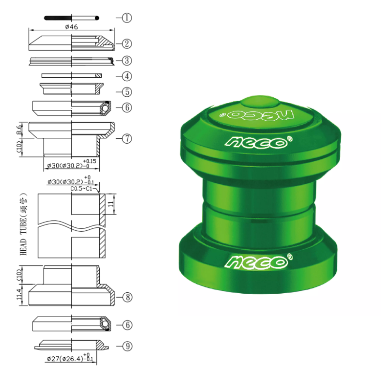 JUEGO DE DIRECCCION NECO MOD.H610 1" (25.4mm)...