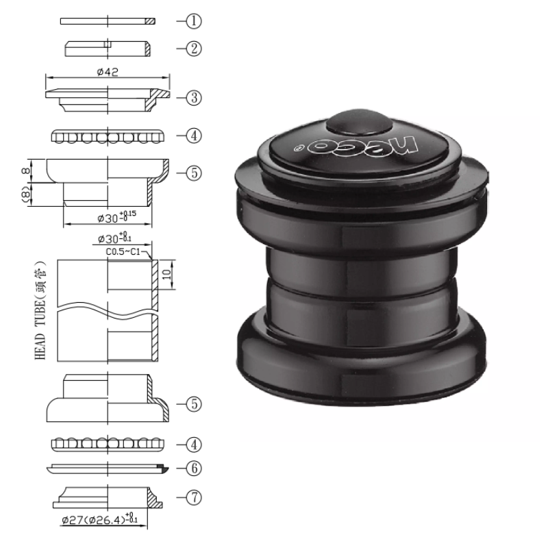 JUEGO DE DIRECCCION NECO MOD.H626 1" (25.4mm)...