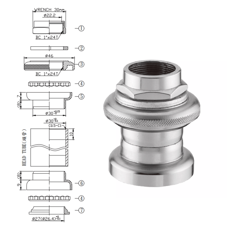 JUEGO DE DIRECCION ALUMINIO NECO MOD: H801K...