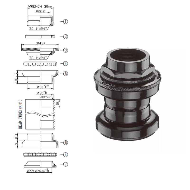 JUEGO DE DIRECCION ALUMINIO NECO MOD: H800K...