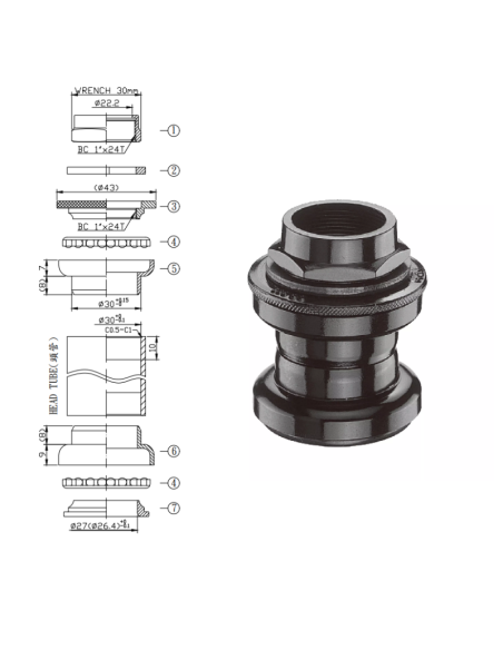 JUEGO DE DIRECCION ALUMINIO NECO MOD: H800K 22.2MM CON HILO (NO SELLADO)