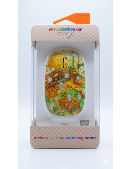 MOUSE INALÁMBRICO ARTÍSTICO EDICIÓN MOON BUNNY: DISEÑO KAWAII DE CONEJITOS