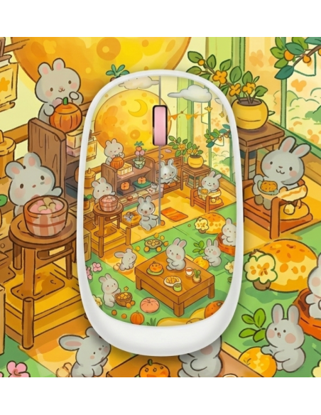 MOUSE INALÁMBRICO ARTÍSTICO EDICIÓN MOON BUNNY: DISEÑO KAWAII DE CONEJITOS