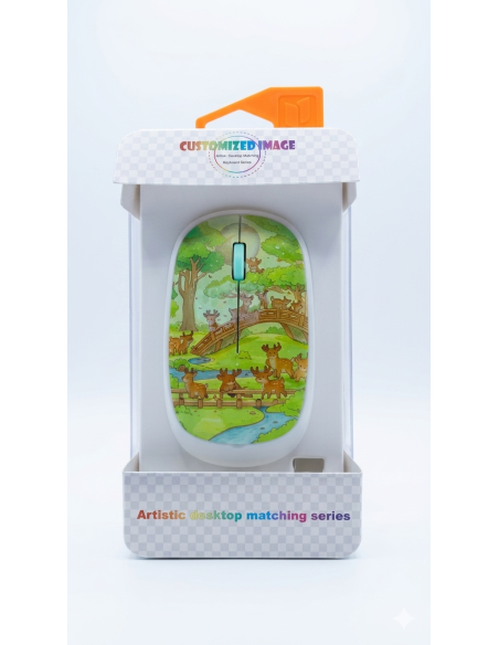 MOUSE INALÁMBRICO ARTÍSTICO EDICIÓN BOSQUE MÁGICO: DISEÑO CIERVOS Y NATURALEZA
