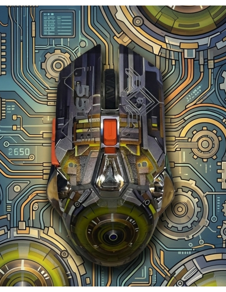 MOUSE GAMER MECÁNICO ALÁMBRICO ART: YELLOW MECHA DESIGN