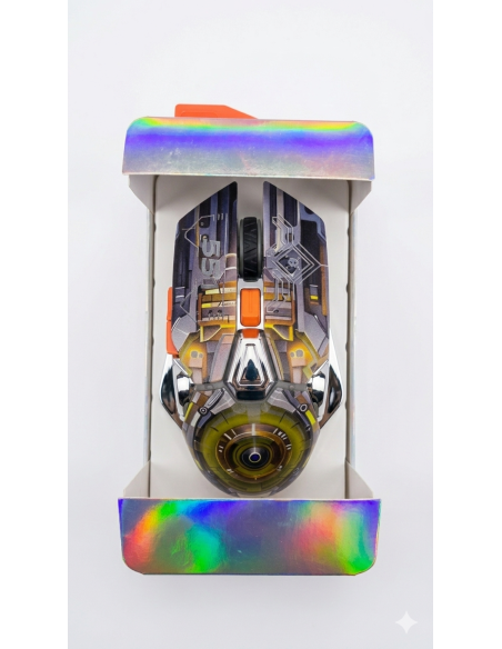 MOUSE GAMER MECÁNICO ALÁMBRICO ART: YELLOW MECHA DESIGN