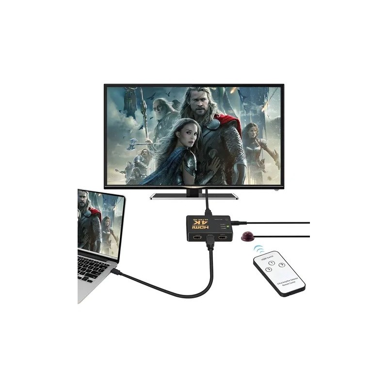 SWITCH HDMI 3 EN 1 4K ULTRA HD: SELECTOR CON CONTROL REMOTO Y RECEPTOR IR